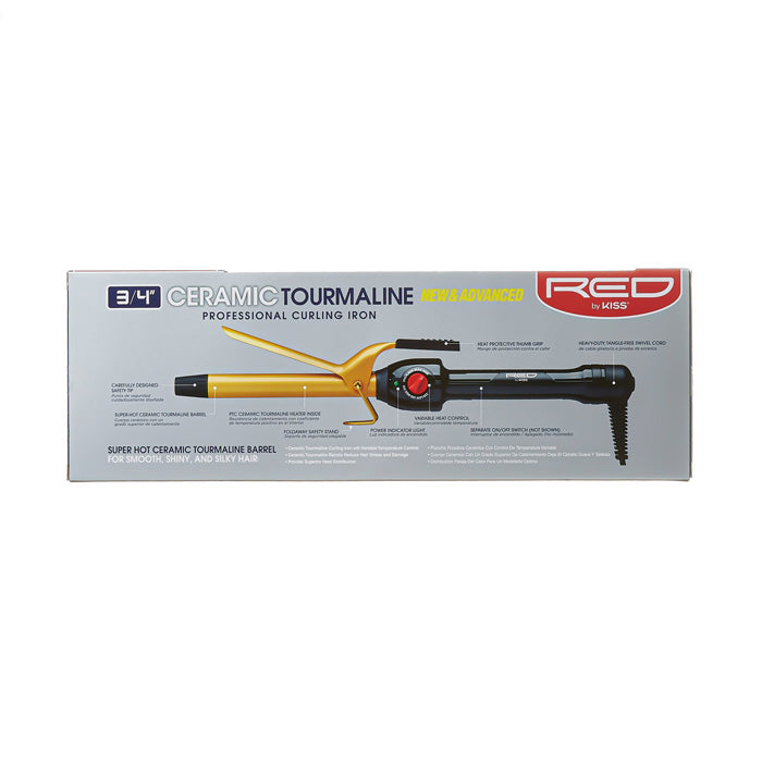 RED by Kiss Ceramic Tourmaline Professional Curling Iron 3/4"