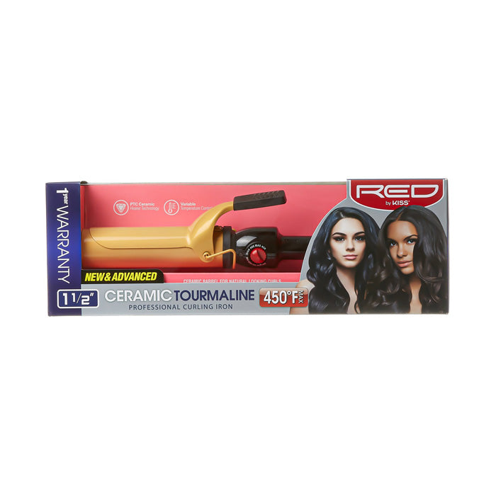 RED by Kiss Ceramic Tourmaline Professional Curling Iron 1 1/2"