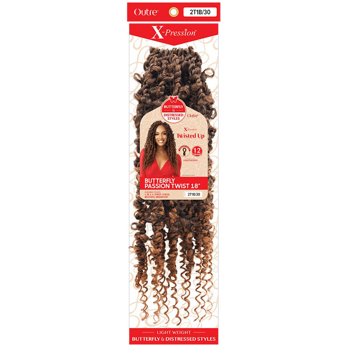 Outre X-Pression Twisted Up Pre-Looped Crochet Braids  - BUTTERFLY PASSION TWIST 18"