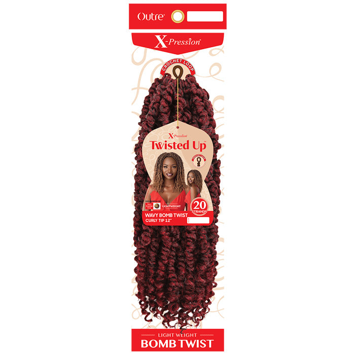 Outre X-Pression Twisted Up Pre-Looped Crochet Braid - WAVY BOMB TWIST CURLY TIP 12"