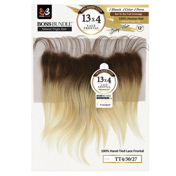 Bobbi Boss 100% Virgin Human Hair Boss Bundle 13x4 Swiss Lace Frontal Closure - STRAIGHT 12"