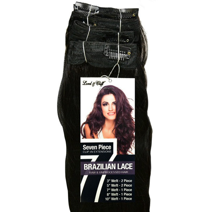 Lord & Cliff Clip-in Extension Unprocessed Human Hair - BRAZILIAN NATURAL WAVE LACE 7 Pcs 18"