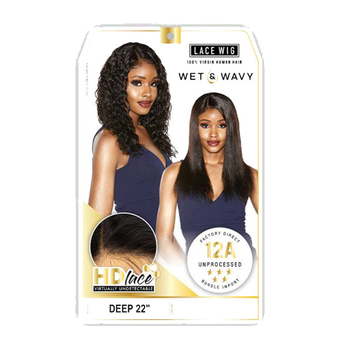 Sensationnel Unprocessed Virgin Human Hair 12A Wet & Wavy HD Lace Front Wig Deep 22