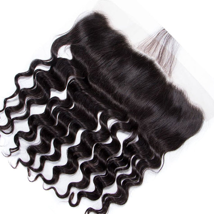 Malaysian Loose Deep Wave Virgin Hair Weave 3 Bundles With 13x4 Lace Frontal Ear To Ear