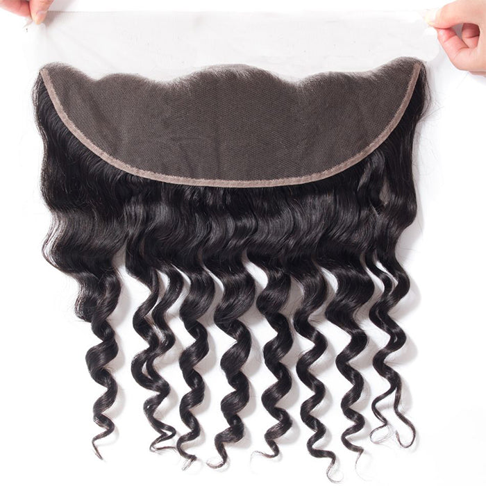 Loose Deep Wave 13x4 Ear to Ear HD Transparent Lace Frontal Human Hair 12A Quality