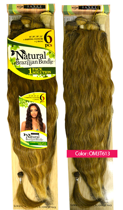 Janet Collection Noir Natural Malaysian Bundle Weave - LOOSE WAVE 6 Pcs + Bang and Closure 16/18/20/22"