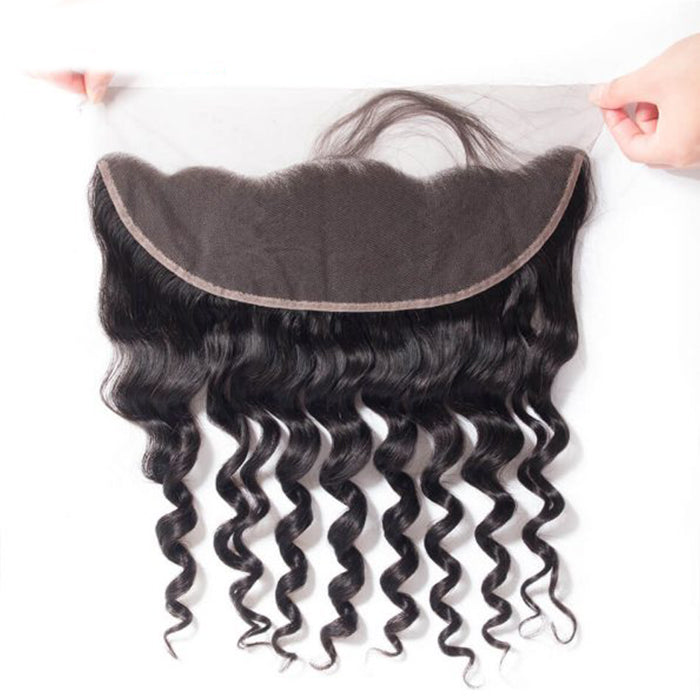 Brazilian Loose Deep Wave Virgin Hair Weave 3 Bundles With 13*4 Lace Frontal