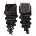 4x4 HD Transparent Lace Closure Loose Deep Wave Human Hair Closure Natural Black Hair Top Swiss Lace