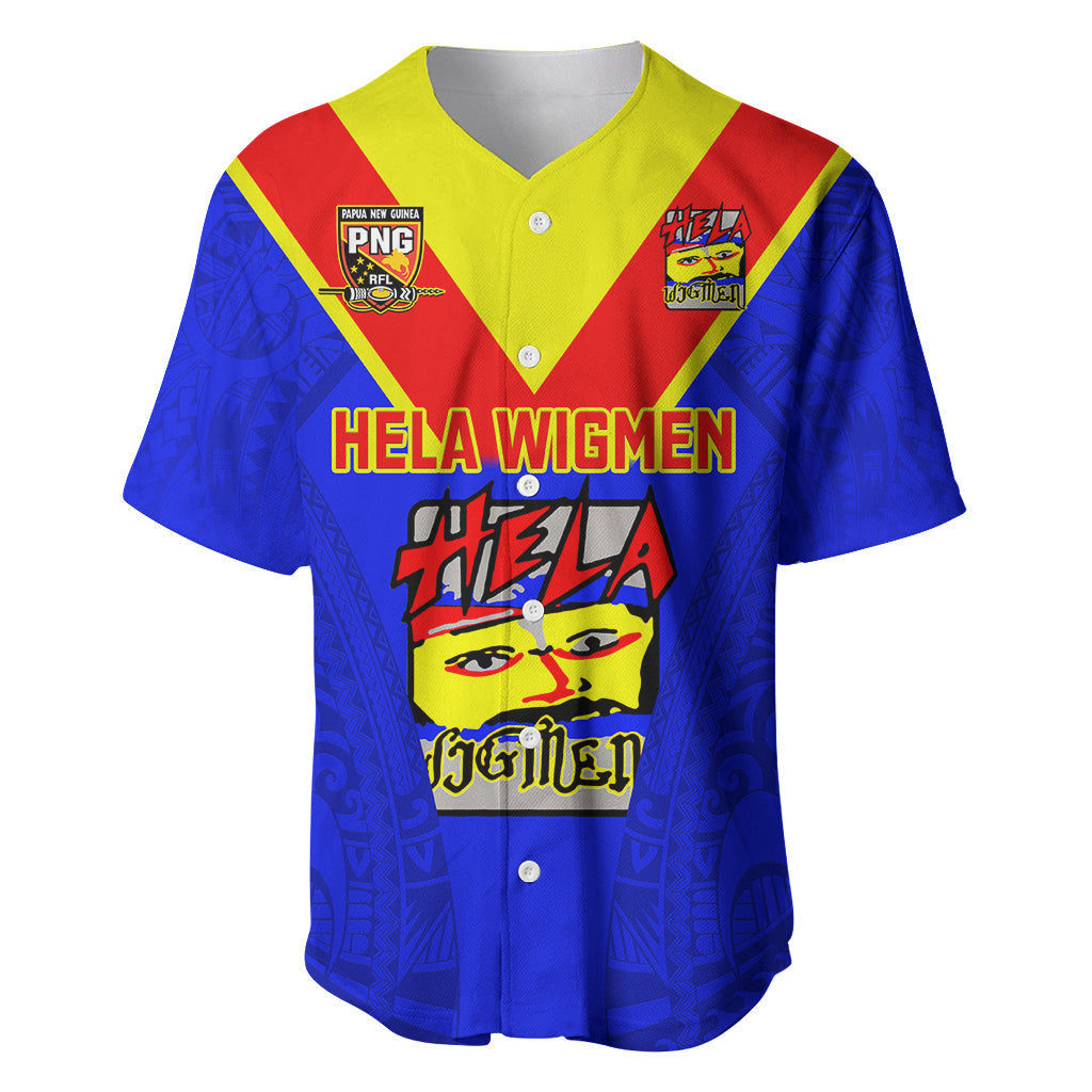 Custom Papua New Guinea Rugby Baseball Jersey Hela Wigmen PNG Polynesian Pattern LT14