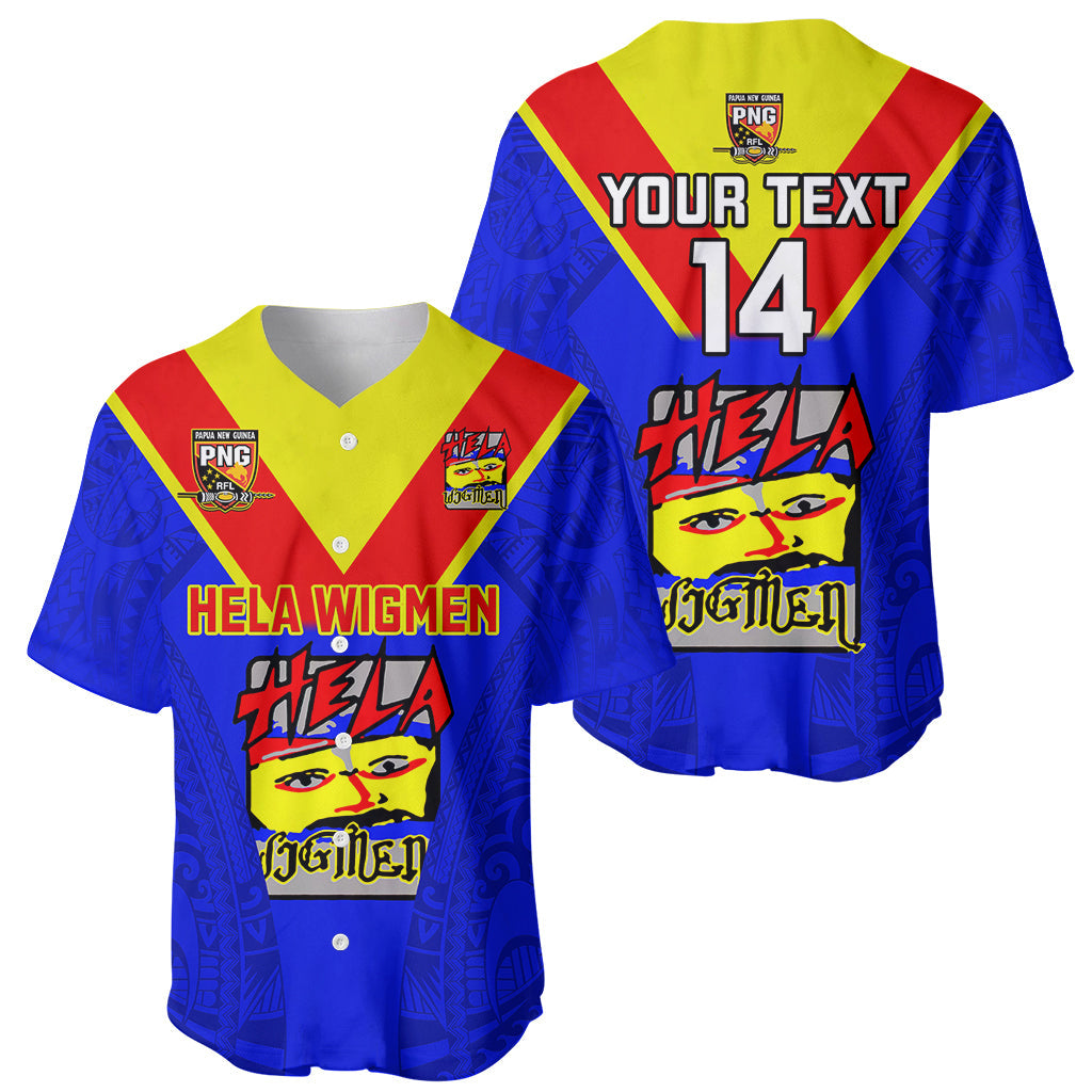 Custom Papua New Guinea Rugby Baseball Jersey Hela Wigmen PNG Polynesian Pattern LT14