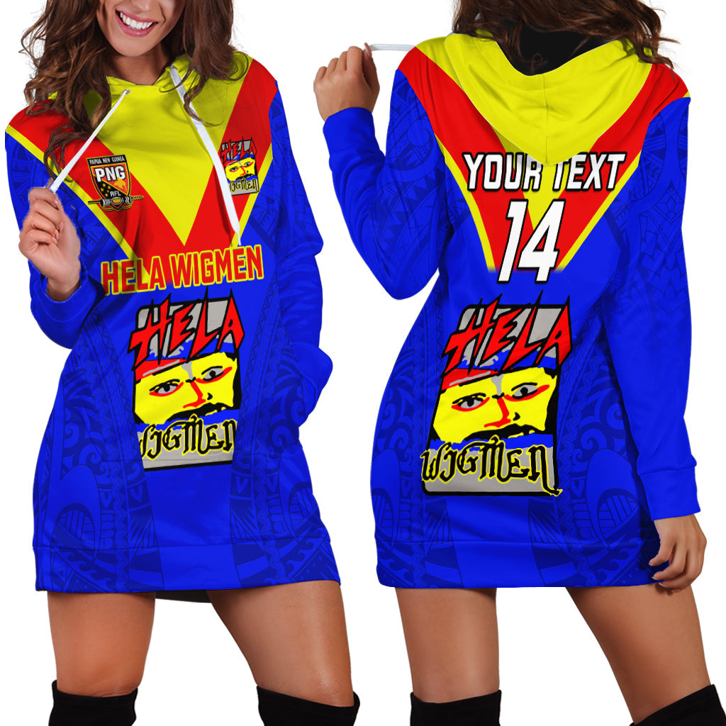 Custom Papua New Guinea Rugby Hoodie Dress Hela Wigmen PNG Polynesian Pattern LT14
