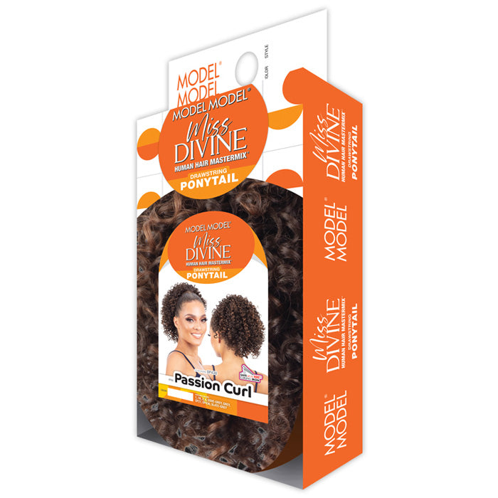 Model Model Miss Divine Human Hair Blend Drawstring Ponytail - PASSION CURL