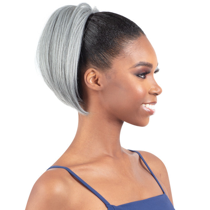 Model Model Miss Divine Human Hair Blend Drawstring Ponytail - YAKI FLIP IN