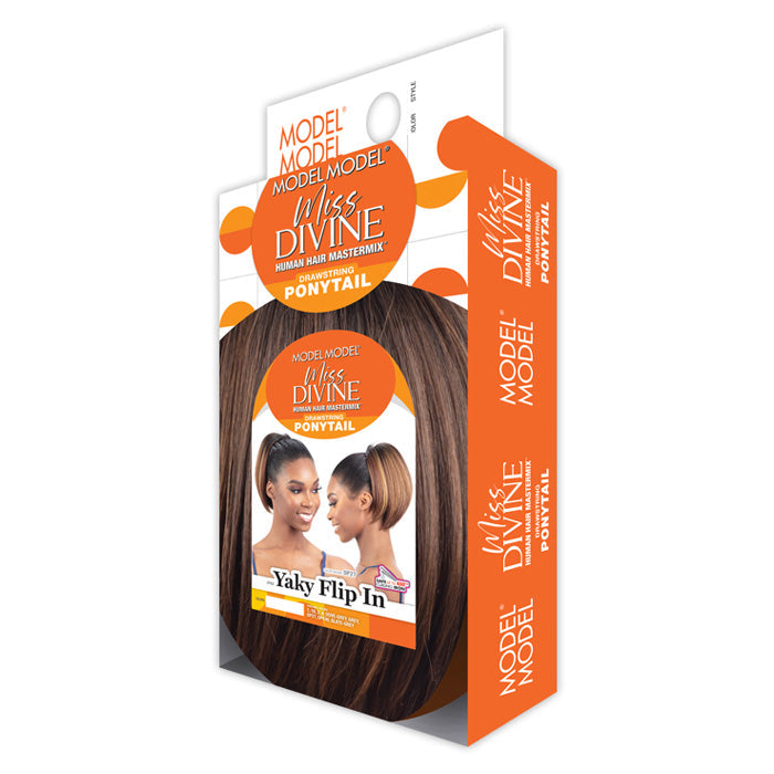 Model Model Miss Divine Human Hair Blend Drawstring Ponytail - YAKI FLIP IN