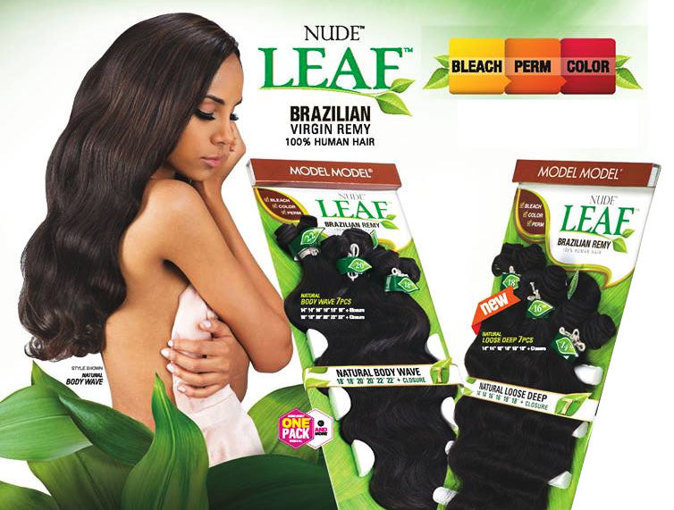 Model Model Nude Leaf Brazilian Remy 100% Human Hair NATURAL BODY WAVE 7 Pcs