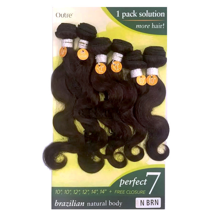 Outre Simply Perfect 7 100% Non-Processed Human Hair Weave - BRAZILIAN NATURAL BODY 10/12/14 (1 Pack Solution)