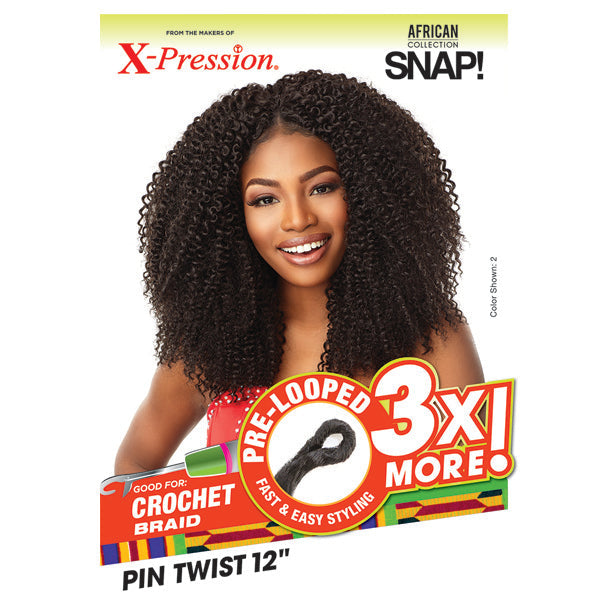 Sensationnel African Collection SNAP 3x Pre-Looped Crochet Braid PIN TWIST 12 Inch