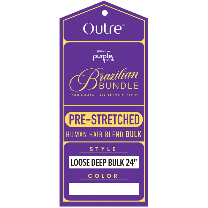 OUTRE PURPLE PACK BRAZILIAN BUNDLE 100% HUMAN HAIR BLEND BRAID - PRE STRETCHED LOOSE DEEP BULK 18/24 inch