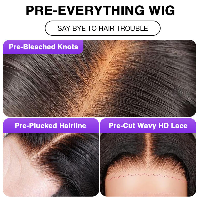 2Wigs = $199 | Silky Straight & Body Wave Wig With Bangs 8x5 HD Lace Put On And Go Quick & Easy Glueless Wig