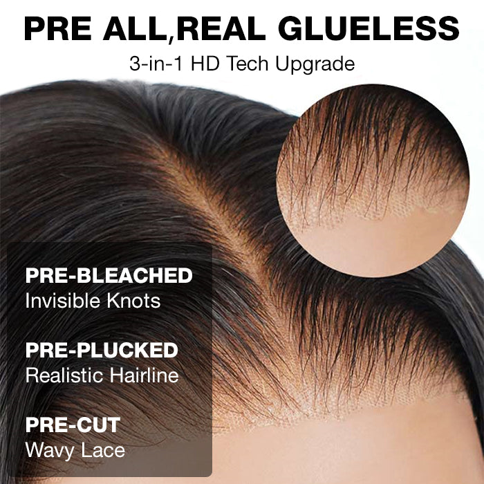 2Wigs = $199 | Silky Straight & Body Wave Super Natural Glueless 8x5 HD Lace Bleached Knots Put On & Go Wig