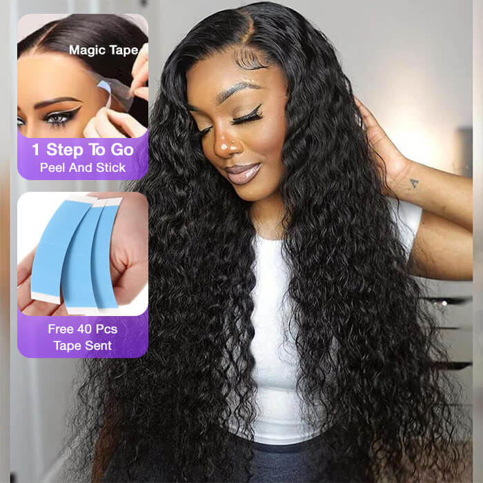 Deep Wave 13x4 Pre Bleached Knots HD Lace Front Human Hair Wigs For Women