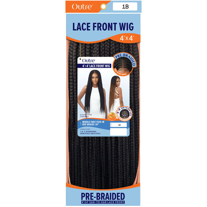 Outre Pre Braided HD 4X4 Lace Front Wig - MIDDLE PART-IN BOX BRAIDS 36"