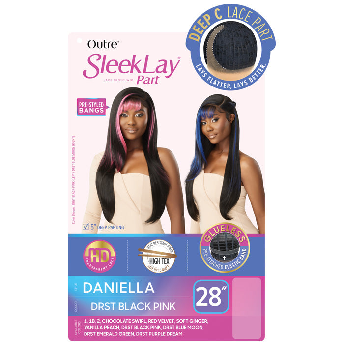 Outre Sleek Lay Glueless Deep C-Part HD Lace Front Wig - DANIELLA - Pre-Styled Bangs