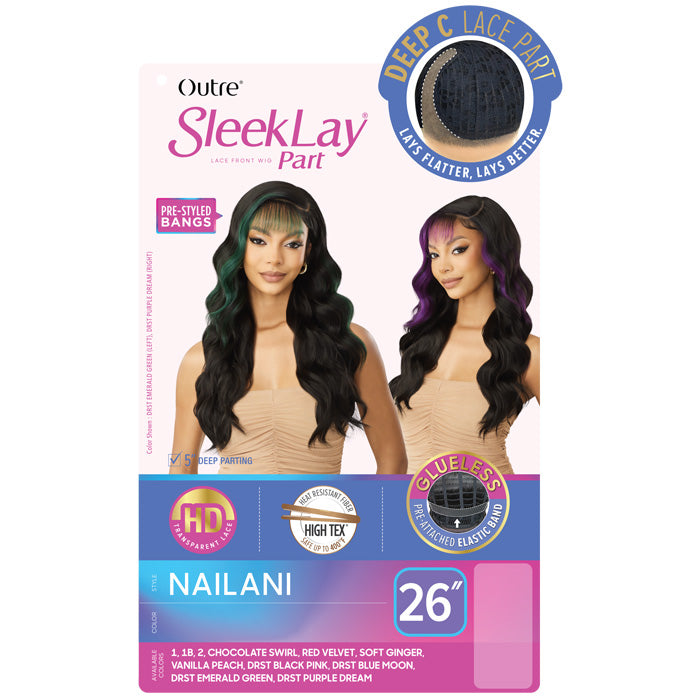 Outre Sleek Lay Glueless Deep C-Part HD Lace Front Wig - NAILANI - Pre-Styled Bangs