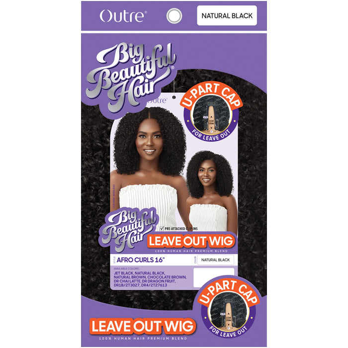 Outre 100% Human Hair Blend U-Part Cap Leave Out Wig - AFRO CURLS 16