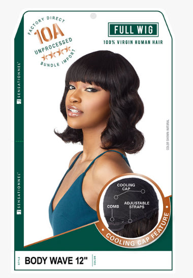 Sensationnel 10A Unprocessed 100% Virgin Human Hair Full Wig - BODY WAVE 12"