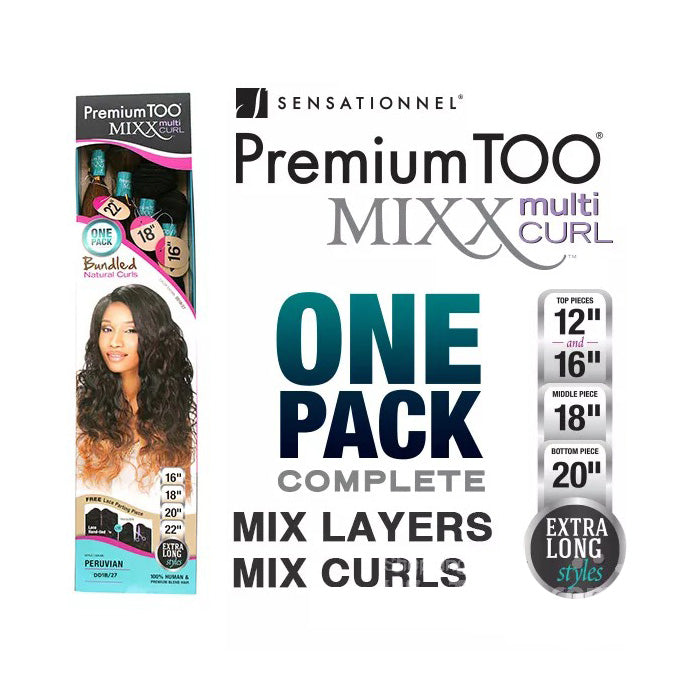 Sensationnel Premium Too Mixx Multi Curl Weave - PERUVIAN WAVE 16/18/20/22" (One Pack)