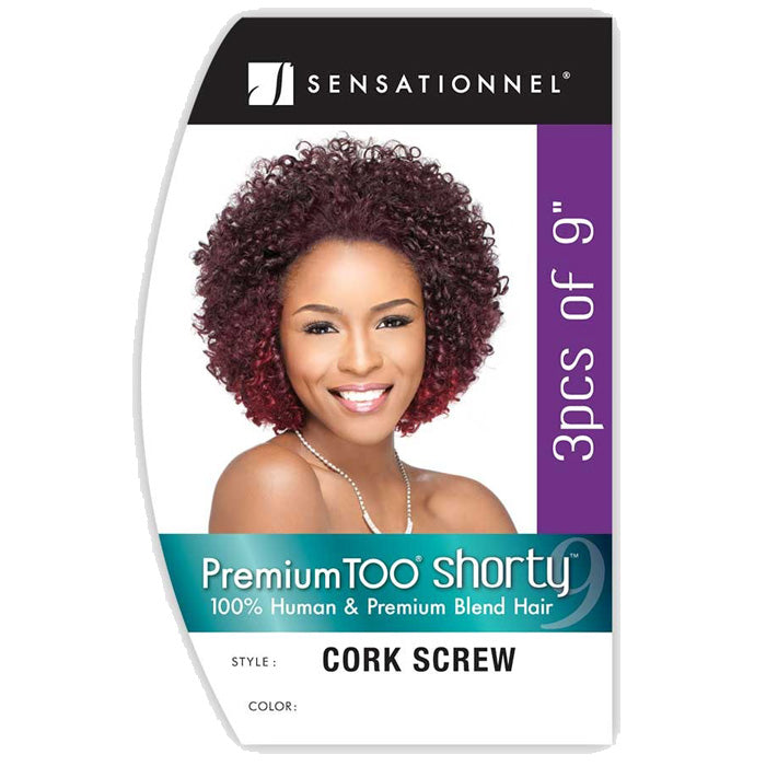 Sensationnel Premium Too Shorty Human Hair Blend Weave - CORK SCREW (3 Pcs of 9")