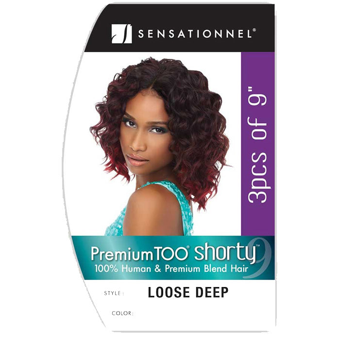 Sensationnel Premium Too Shorty Human Hair Blend Weave 3 Pcs - LOOSE DEEP 9"