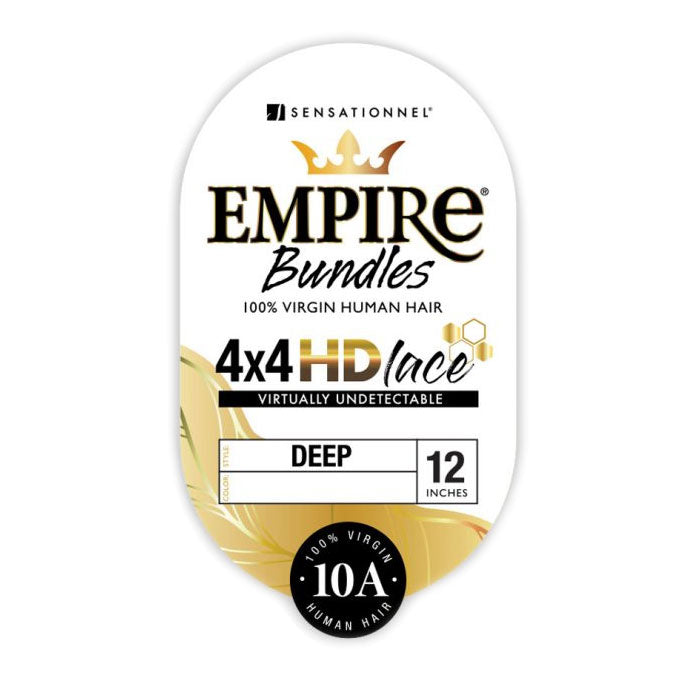 Sensationnel Empire Bundles 100% Human Hair 4x4 HD Lace Closure - DEEP 12"