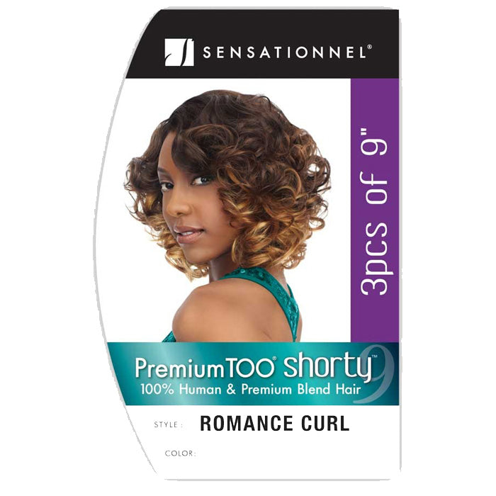 Sensationnel Premium Too Shorty Human Hair Blend Weave 3Pcs of 9 Inch - ROMANCE CURL 9