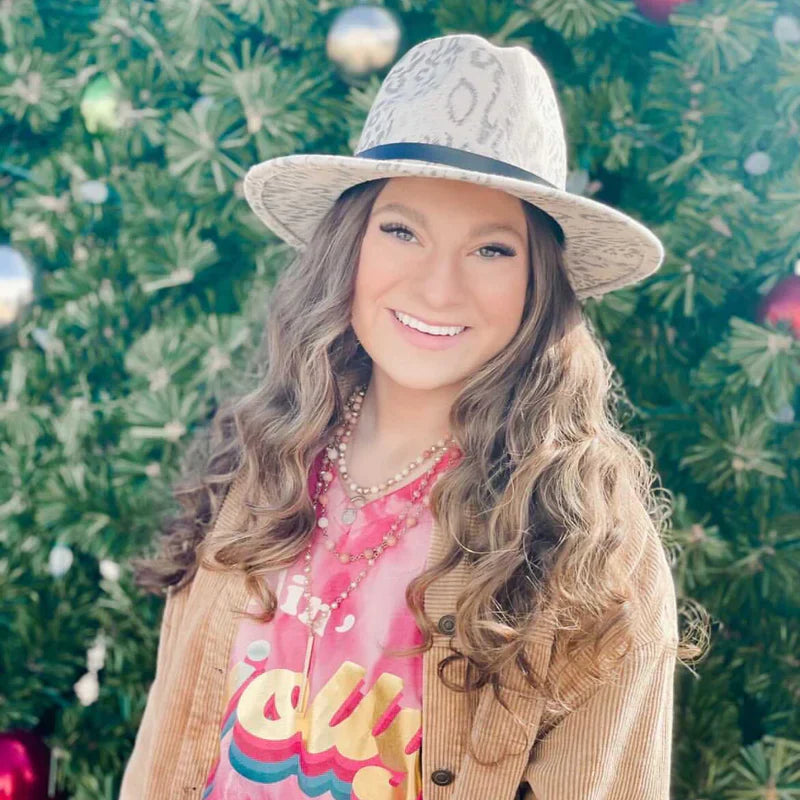 Serena Felt Fedora | Tan Leopard | Headbands of Hope