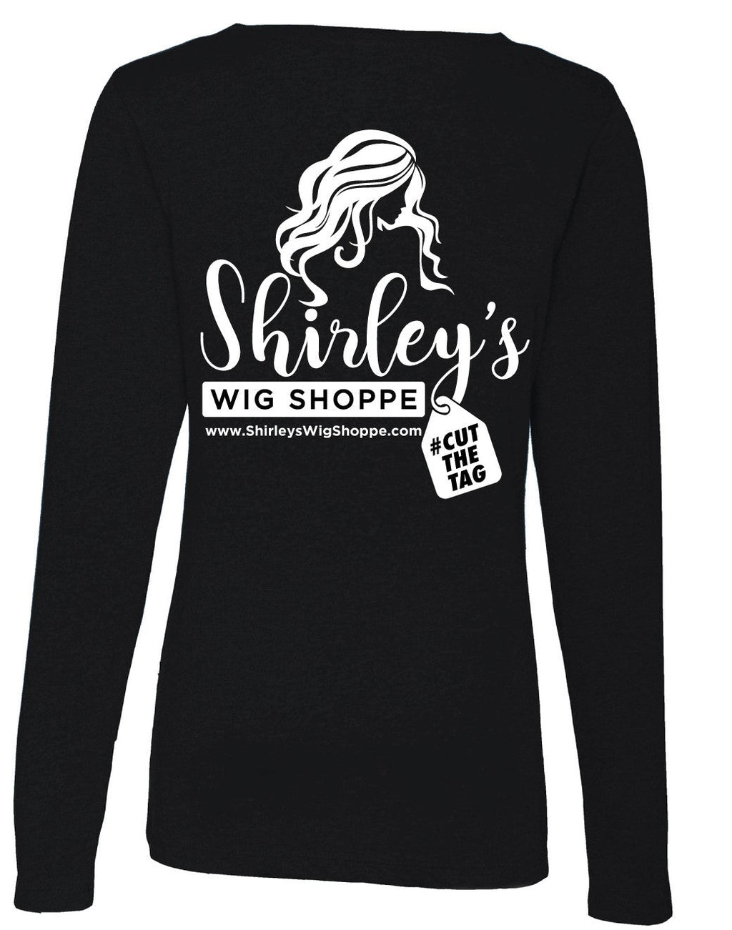 Shirley's Wig Shoppe Apparel | Women's Long Sleeve V-Neck T-Shirt | CLEARANCE