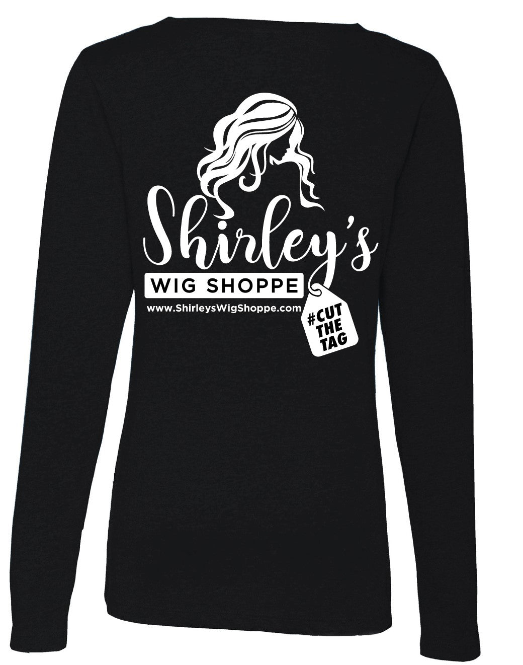 Shirley's Wig Shoppe Apparel | Women's Long Sleeve V-Neck T-Shirt | CLEARANCE