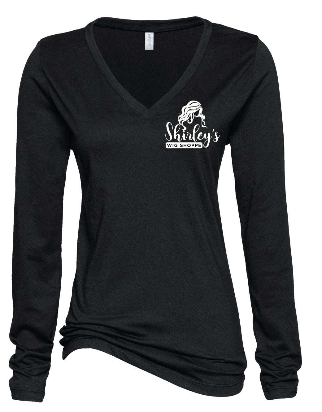 Shirley's Wig Shoppe Apparel | Women's Long Sleeve V-Neck T-Shirt | CLEARANCE
