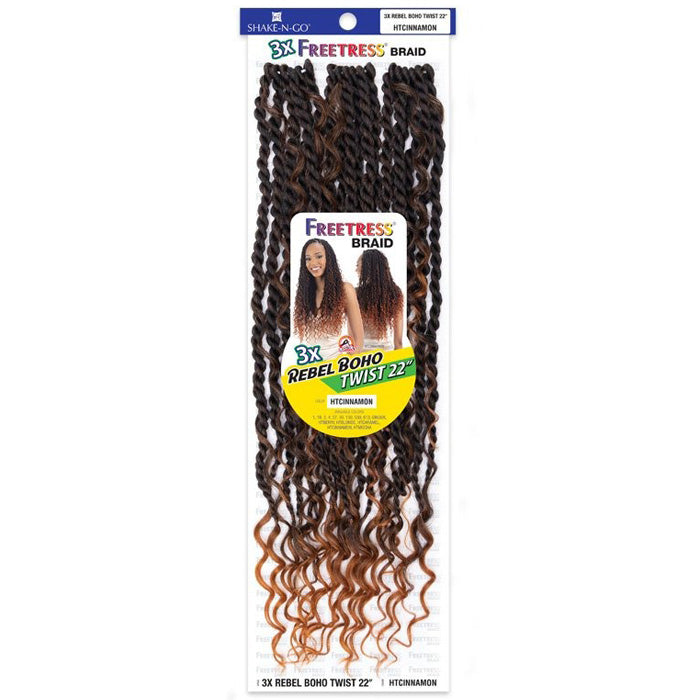 Freetress Braid Pre-Looped Crochet Braids - 3X REBEL BOHO TWIST 22"