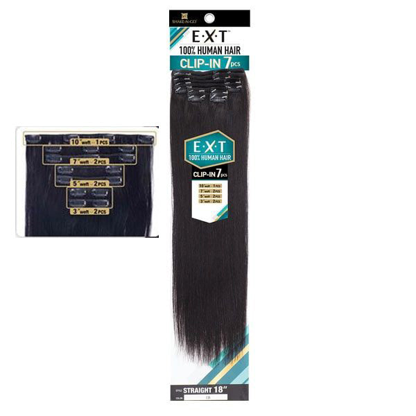 Shake N Go EXT 100% Human Hair Extension Clip In 7PCS - STRAIGHT 18