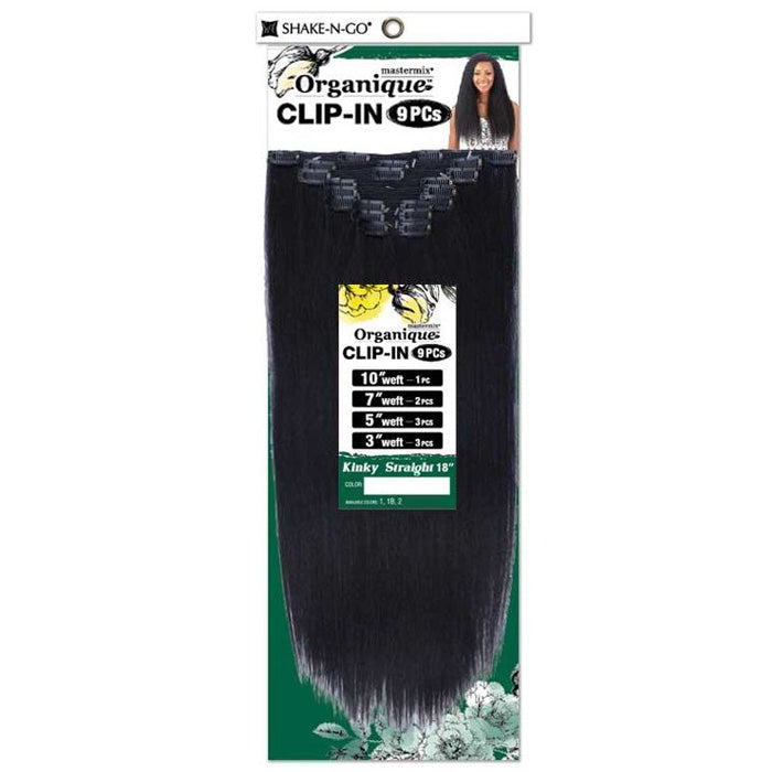 Shake N Go Organique Clip-In Weaves - KINKY STRAIGHT 18" 9 PCS