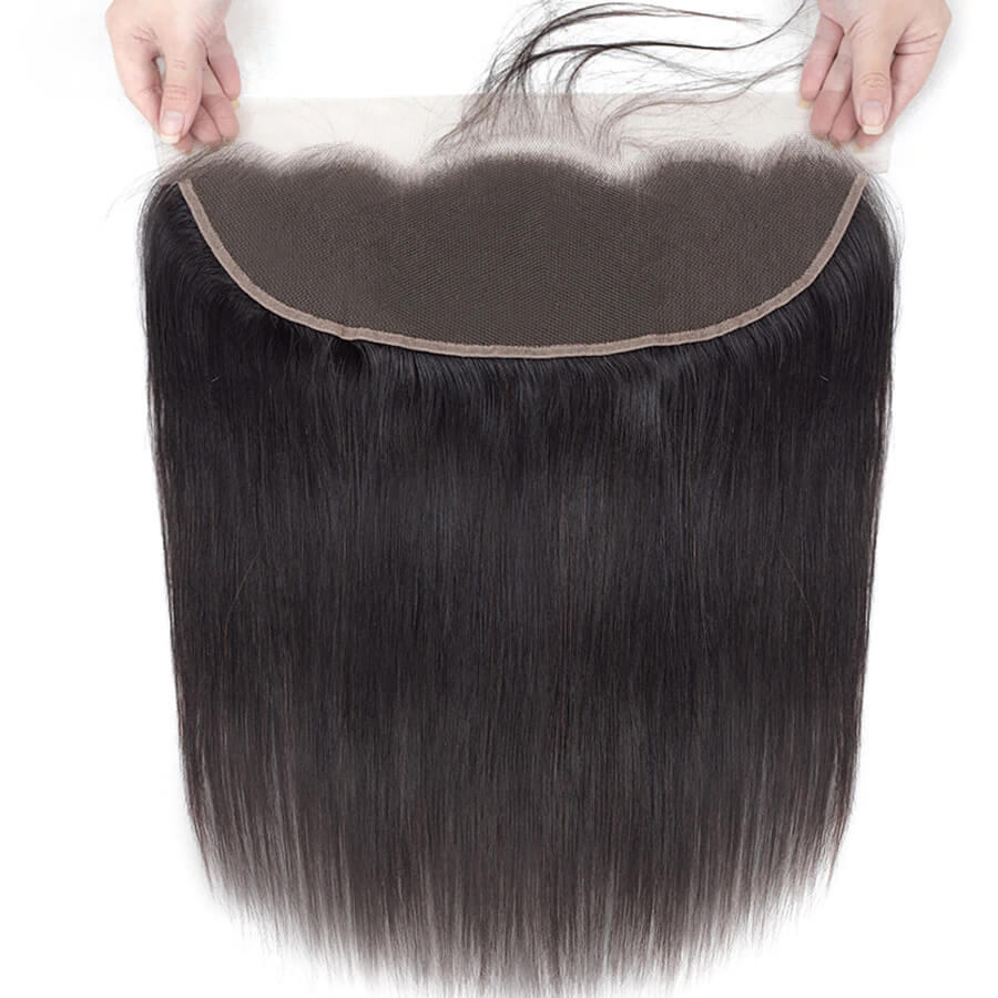Malaysian Straight Hair 4 Bundles With 13X4 Ear To Ear Lace Frontal Natural Color