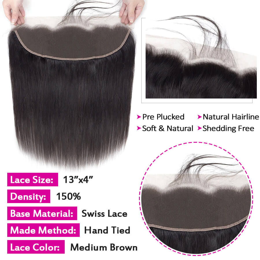 Brazilian Straight Hair 4 Bundles with 13*4 Lace Frontal Virgin Human Hair