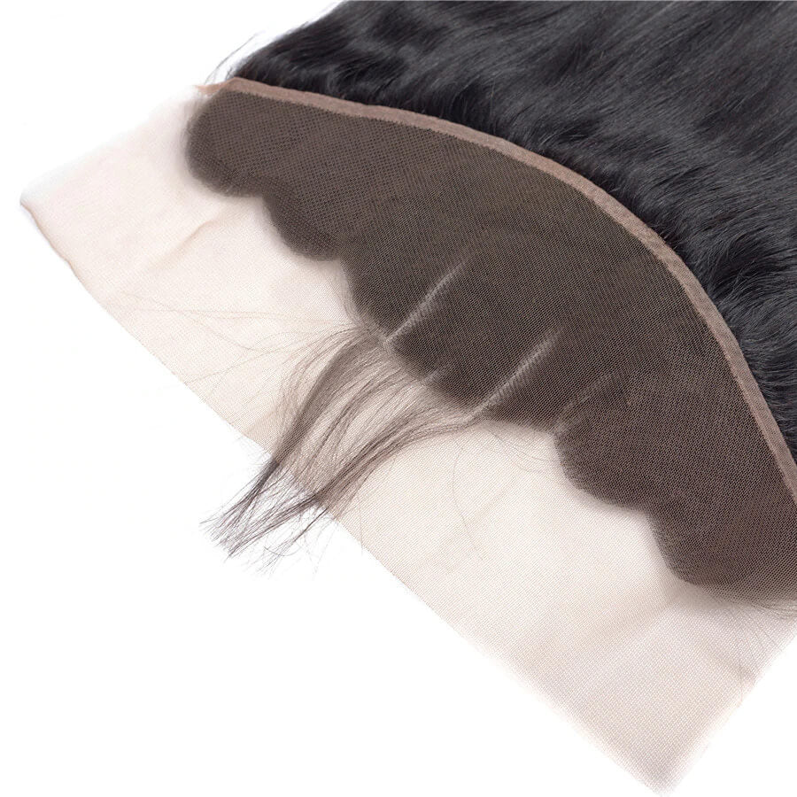 Malaysian Straight Hair 4 Bundles With 13X4 Ear To Ear Lace Frontal Natural Color