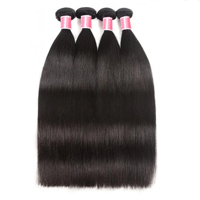 Brazilian Straight Hair 4 Bundles with 4*4 Lace Closure Virgin Human Hair