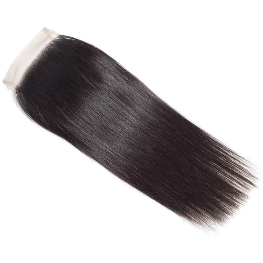 Malaysian Straight Hair 4 Bundles With 4x4 Lace Closure Human Hair Closure With Bundle Deals