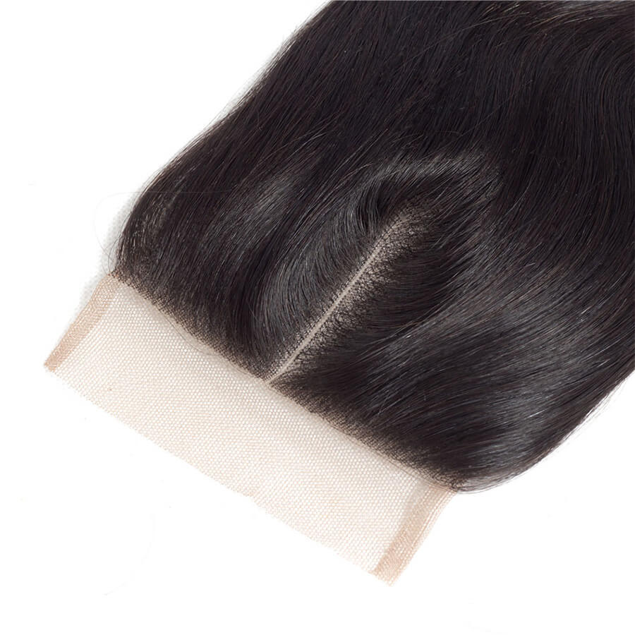 Malaysian Straight Hair 4 Bundles With 4x4 Lace Closure Human Hair Closure With Bundle Deals