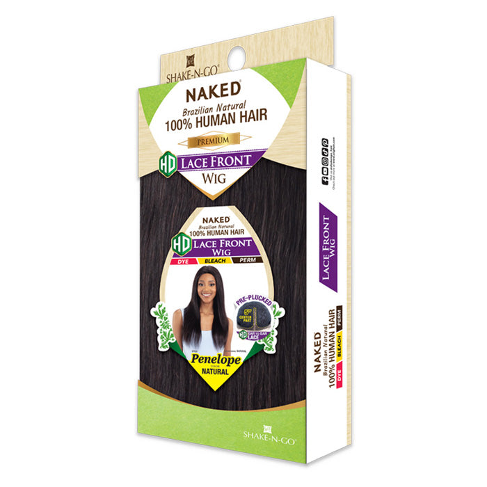 Shake N Go Naked Brazilian Natural 100% Human Hair Premium HD Lace Front Wig - PENELOPE - Pre-Plucked