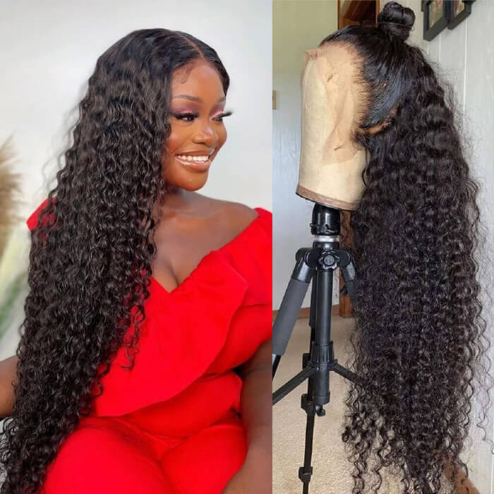 Glueless HD Lace Curly Human Hair Wig Pre Plucked 13x4 Lace Front Wigs For Women